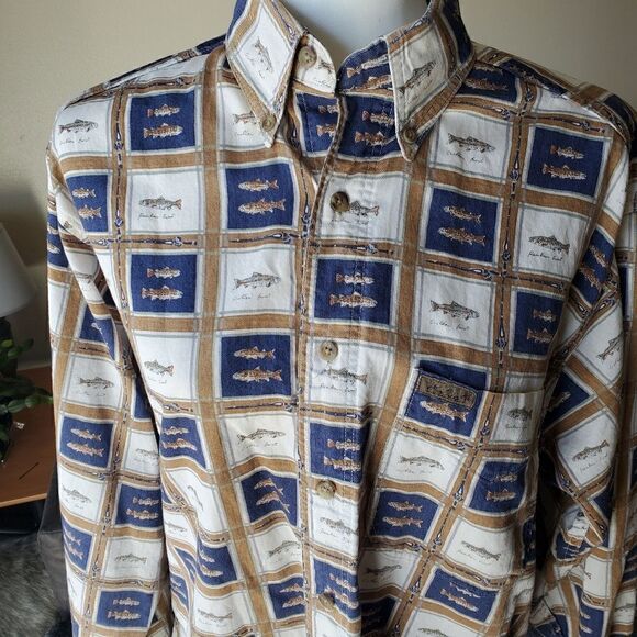 Vintage Woolrich Fish Novelty Print Button down Medium - Picture 7 of 10